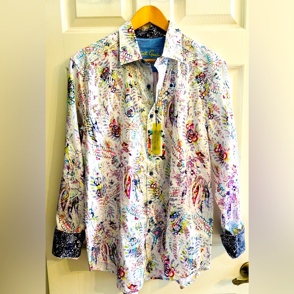 *** New with tags Robert Graham Blue and White Floral Casual Shirt ***